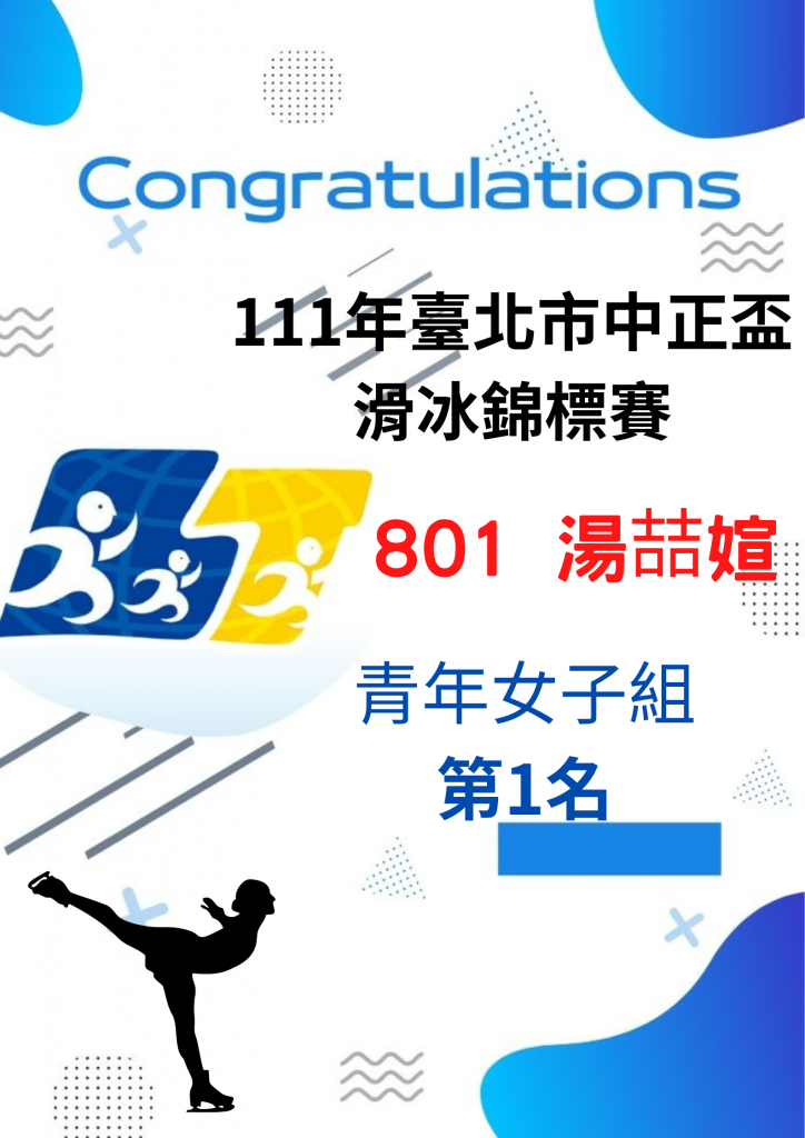 111年臺北市中正盃滑冰錦標賽獲獎