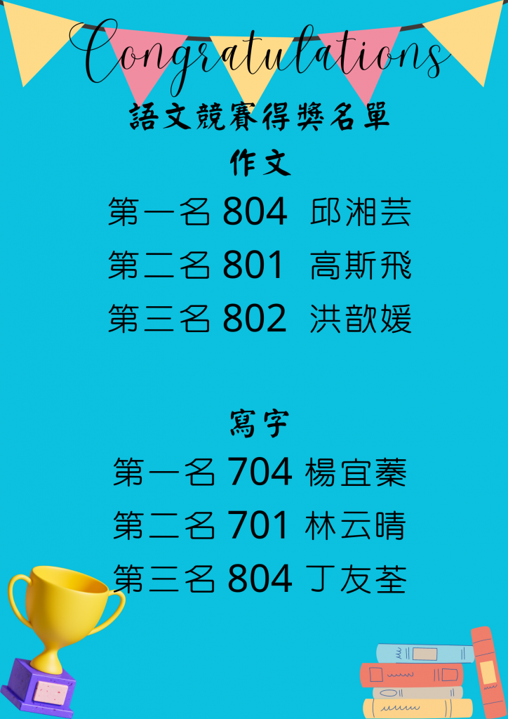 111學年度臺北市濱江實驗國民中學 語文競賽得獎名單