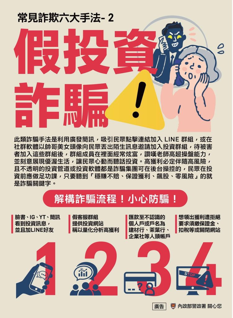 假投資詐騙宣導海報