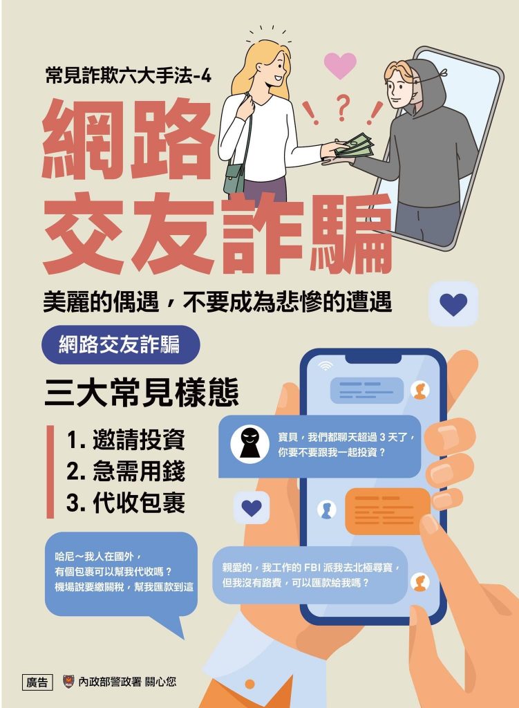 網路交友詐騙宣導海報